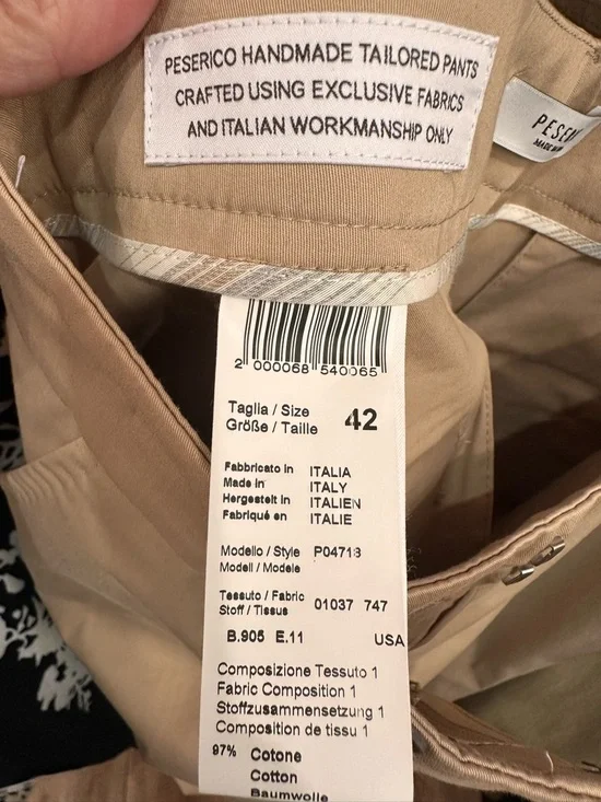 Peserico Tan Straight-Leg Trousers size 42 (6 US).  Made in Italy - Picture 6 of 6